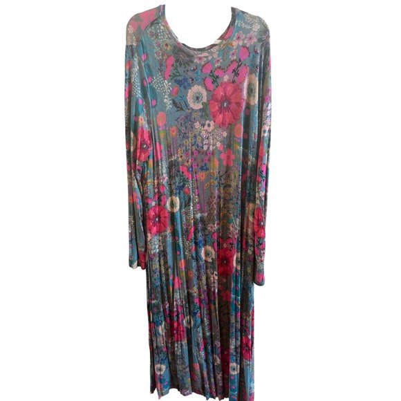 NATURAL LIFE Dresses & Skirts - NWOT Natural Life Buttersoft Maxi Dress XXL Blue Garden Patchwork Adjustable Hem